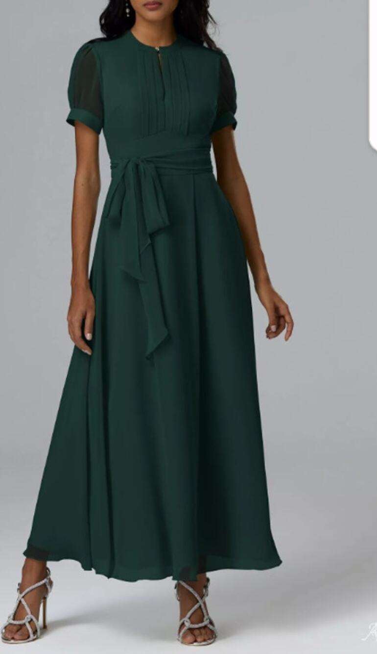 AW BRIDAL 10 L dark emerald chiffon Christina bridesmaid maxi dress NEW  B23